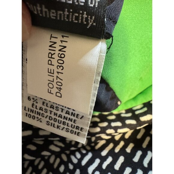 Diane von Furstenberg DVF Stretch Silk Dress 2 Black Green Ivory Short Sleeve - Picture 16 of 16